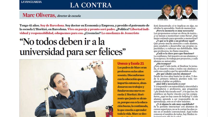 <time datetime="2018-02-02T19:09:45+00:00">2 de febrero de 2018</time> | <a href="https://www.escola-horitzo.cat/author/kike/">Super User</a> | <a href="https://www.escola-horitzo.cat/category/sala-de-premsa/" rel="tag">Sala de premsa</a> | <a href="https://www.escola-horitzo.cat/2018/02/02/la-contra-de-la-vanguardia-marc-oliveras-director-de-l-escola/#respond">No hay comentarios<span class="screen-reader-text"> en La Contra de La Vanguardia: Marc Oliveras, Director de l’Escola</span></a>