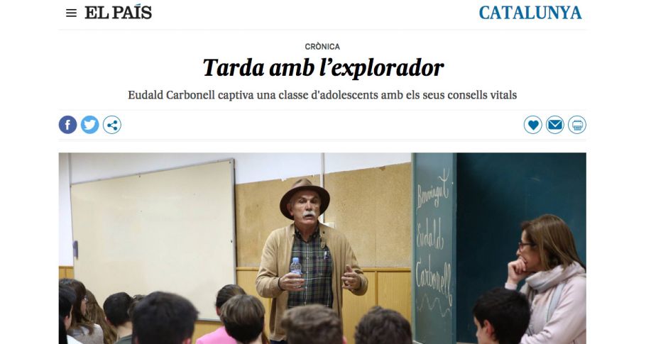 <time datetime="2018-03-18T16:29:08+00:00">18 de marzo de 2018</time> | <a href="https://www.escola-horitzo.cat/author/kike/">Super User</a> | <a href="https://www.escola-horitzo.cat/category/sala-de-premsa/" rel="tag">Sala de premsa</a> | <a href="https://www.escola-horitzo.cat/2018/03/18/el-pais-tarda-amb-lexplorador/#respond">No hay comentarios<span class="screen-reader-text"> en El País: Tarda amb l’explorador</span></a>