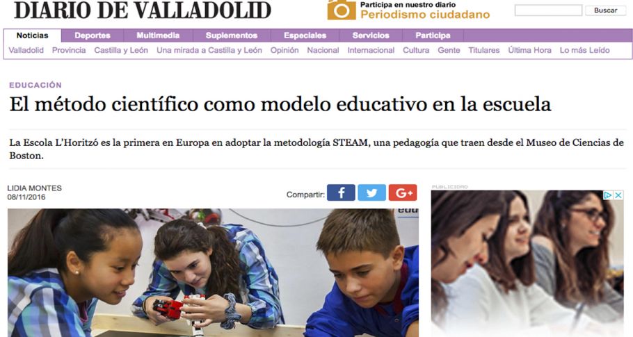 <time datetime="2017-02-02T17:28:45+00:00">2 de febrero de 2017</time> | <a href="https://www.escola-horitzo.cat/author/kike/">Super User</a> | <a href="https://www.escola-horitzo.cat/category/sala-de-premsa/" rel="tag">Sala de premsa</a> | <a href="https://www.escola-horitzo.cat/2017/02/02/diario-de-valladolid-el-metodo-cientifico-como-modelo-educativo-en-la-escuela/#respond">No hay comentarios<span class="screen-reader-text"> en Diario de Valladolid: El método científico como modelo educativo en la escuela</span></a>